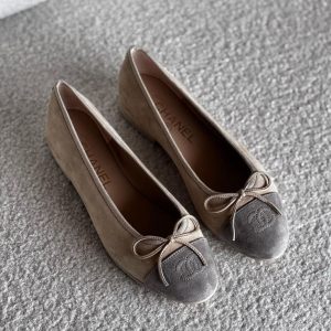 First Copy Chanel Cap-Toe Suede Ballet Flats 12A Master Ladies Footwear