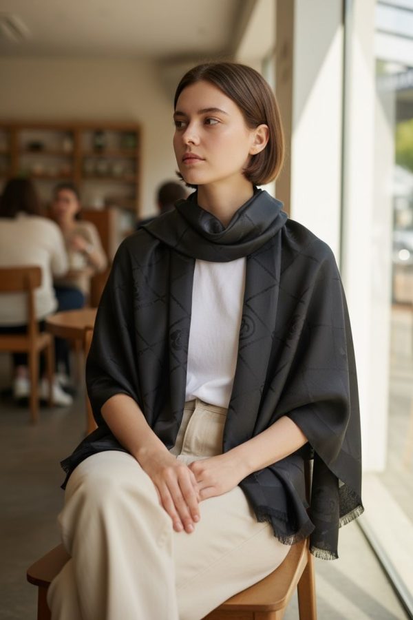 First Copy Chanel “CC” Initial Semi-woollen Stole view 1