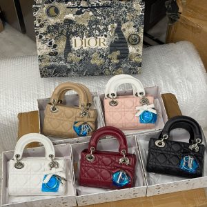 First Copy Lady Dior Mini Cannage Quilted Lambskin Leather Handbag
