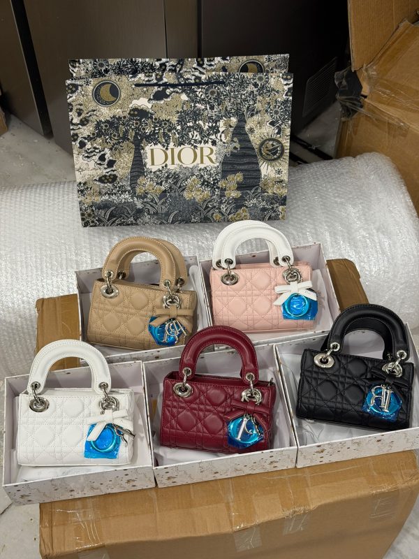 First Copy Lady Dior Mini Cannage Quilted Lambskin Leather Handbag