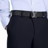 First Copy Louis Vuitton Black Monogram Italian Leather Reversible Belt