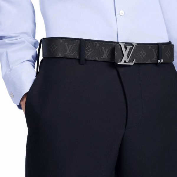 First Copy Louis Vuitton Black Monogram Italian Leather Reversible Belt
