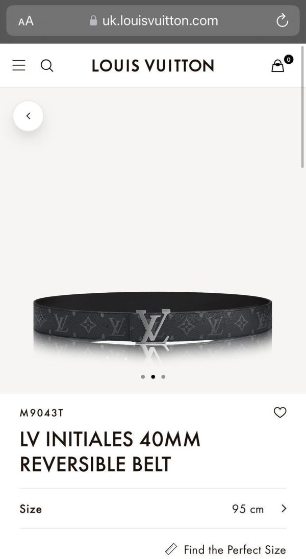 First Copy Louis Vuitton Black Monogram Italian Leather Reversible Belt
