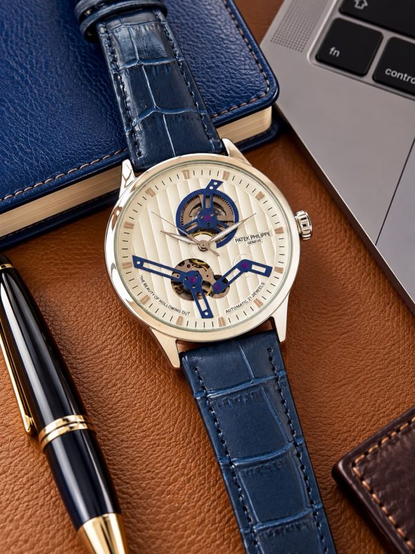First Copy Patek Philippe Skeleton Automatic Watch – Luxury Blue Edition view 1