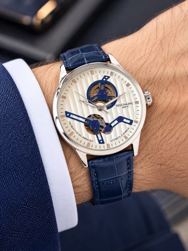 First Copy Patek Philippe Skeleton Automatic Watch – Luxury Blue Edition view 3