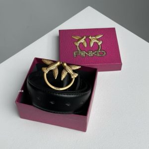 First Copy PINKO LOVE BIRDS THIN LEATHER BELT 2cm view 1