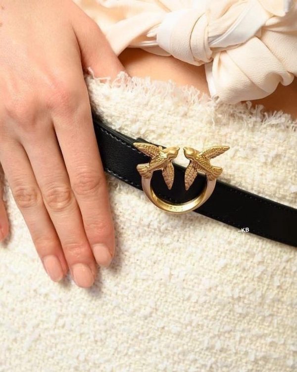 First Copy PINKO LOVE BIRDS THIN LEATHER BELT 2cm view 3