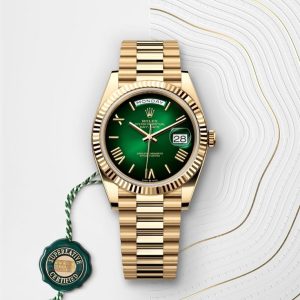 First Copy Product Name : Rolex Oyster Perpetual Day Date Gold-green 40 Battery view 1