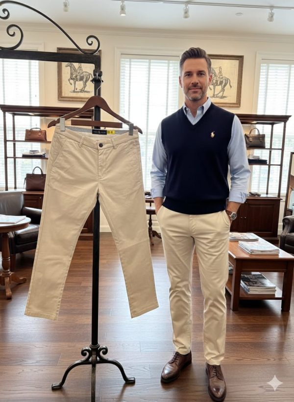 First Copy Ralph Lauren Cotton Stretch Slim Fit Trousers view 1