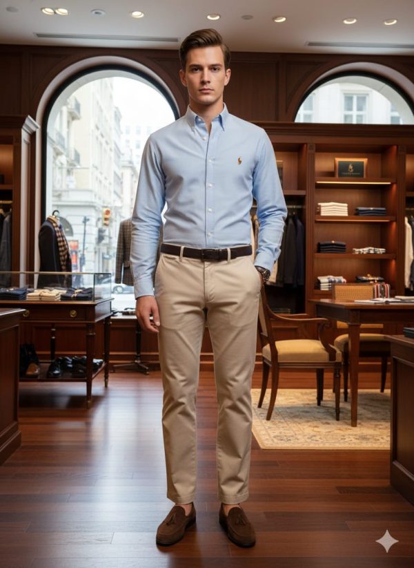 First Copy Ralph Lauren Cotton Stretch Slim Fit Trousers view 4