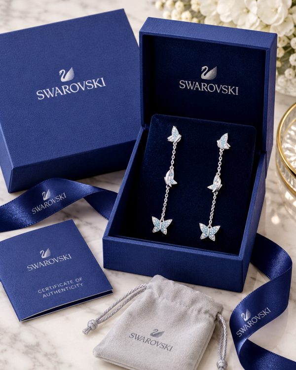 First Copy SWAROVSKI IDYLLIA LILIA Y DROP EARRING BLUE BUTTERFLY view 1