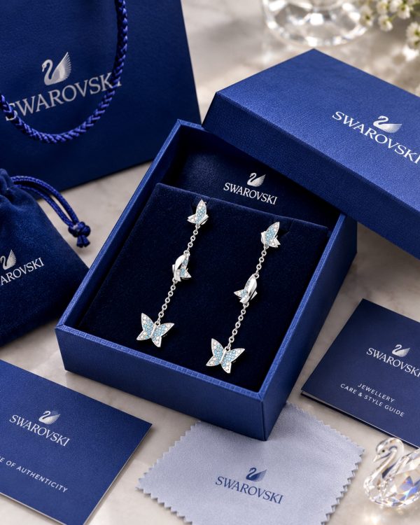 First Copy SWAROVSKI IDYLLIA LILIA Y DROP EARRING BLUE BUTTERFLY view 2