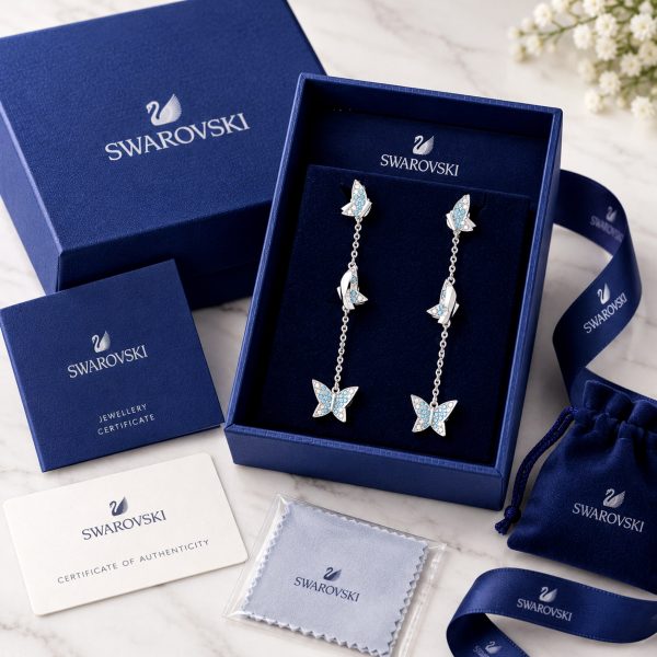 First Copy SWAROVSKI IDYLLIA LILIA Y DROP EARRING BLUE BUTTERFLY view 4