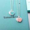 First Copy TIFFANY BLUE N PINK DOUBLE HEART TAG PENDANT view 2