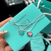 First Copy TIFFANY BLUE N PINK DOUBLE HEART TAG PENDANT view 3