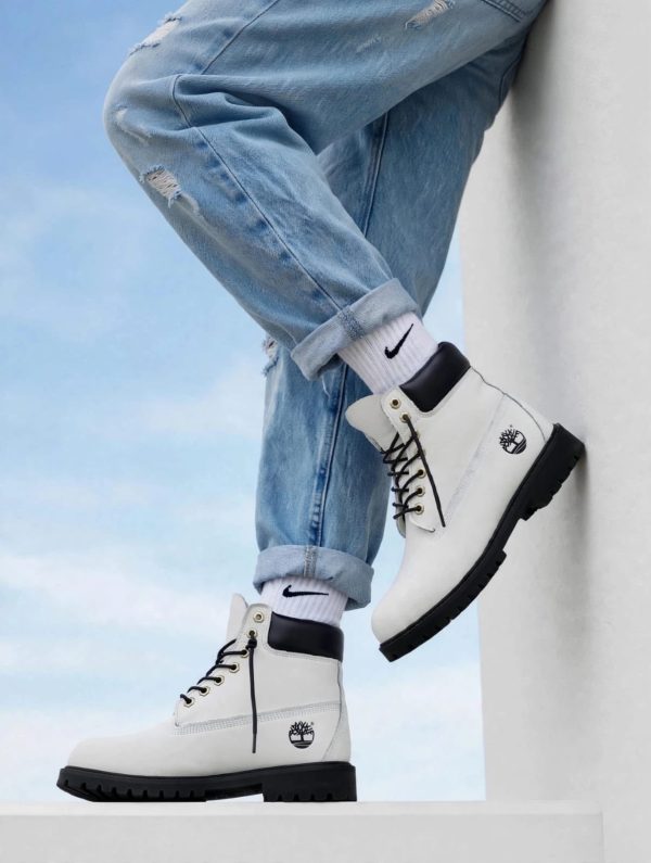 First Copy Timberland Boots White Black view 1