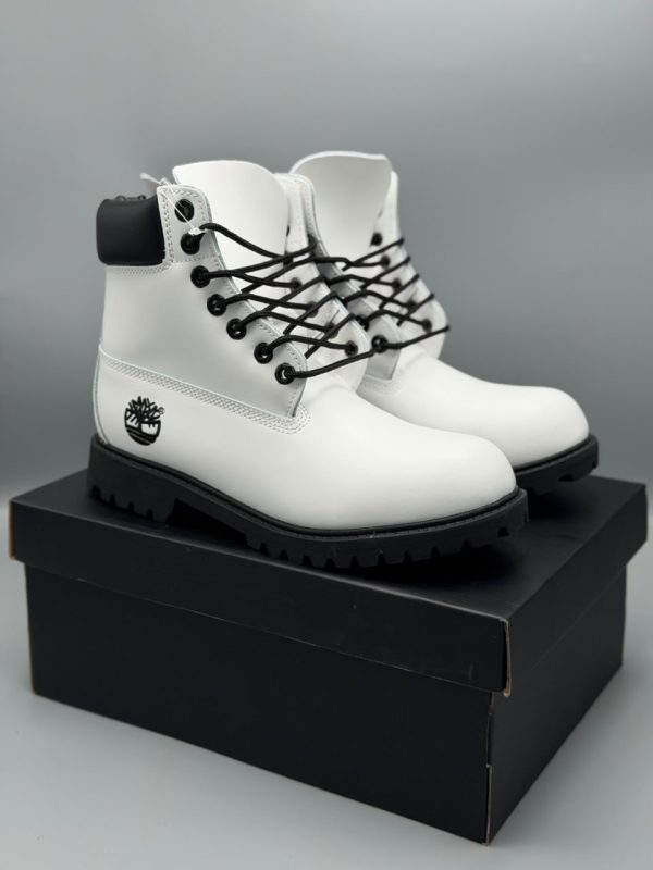 First Copy Timberland Boots White Black view 3