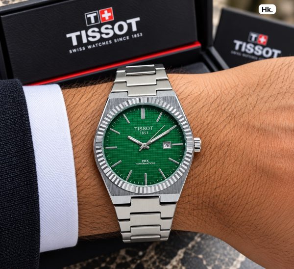 First Copy Tissot PRX 7A Stainless Steel Mens Quartz Watch with Integrated Bracelet