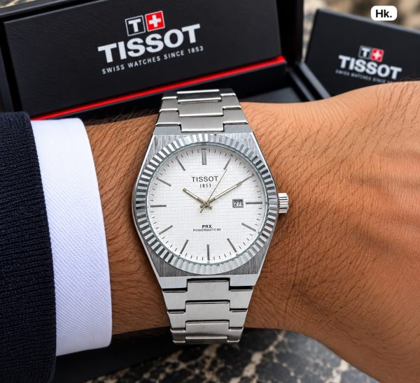 First Copy Tissot PRX 7A Stainless Steel Mens Quartz Watch with Integrated Bracelet