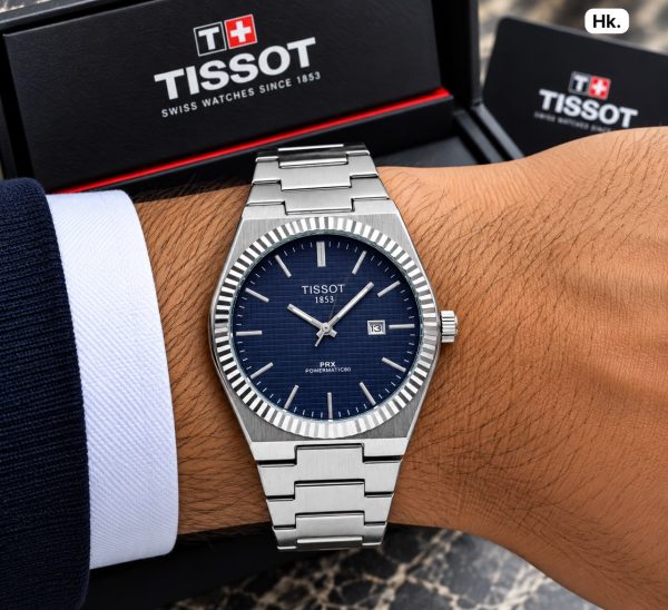 First Copy Tissot PRX 7A Stainless Steel Mens Quartz Watch with Integrated Bracelet