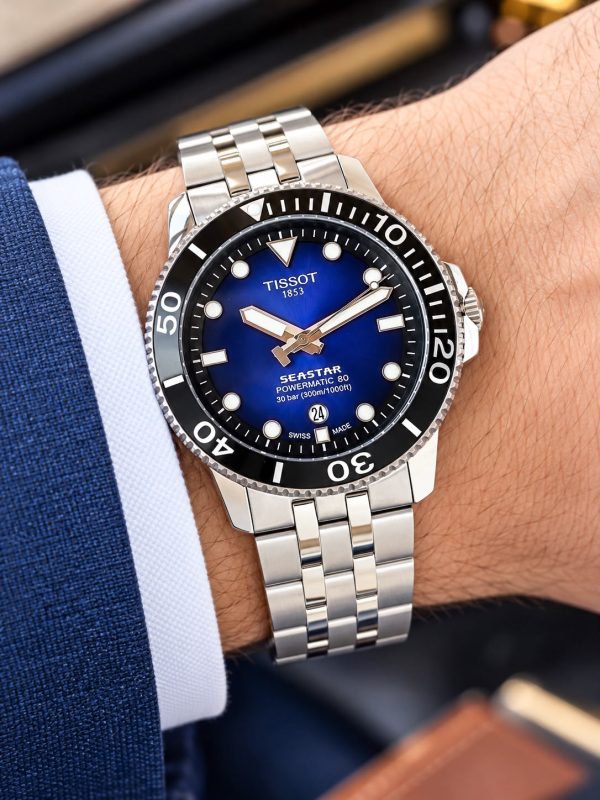 first-copy-tissot-seastar-solid-steel-caseback First Copy Tissot Seastar 1000 Automatic Diver Watch with Blue Sunray Dial